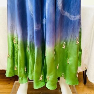 HEIDI ABRA SKIRT SILK  HANDMADE EMBROIDERED DYDE SKIRT, FULL LENGTH